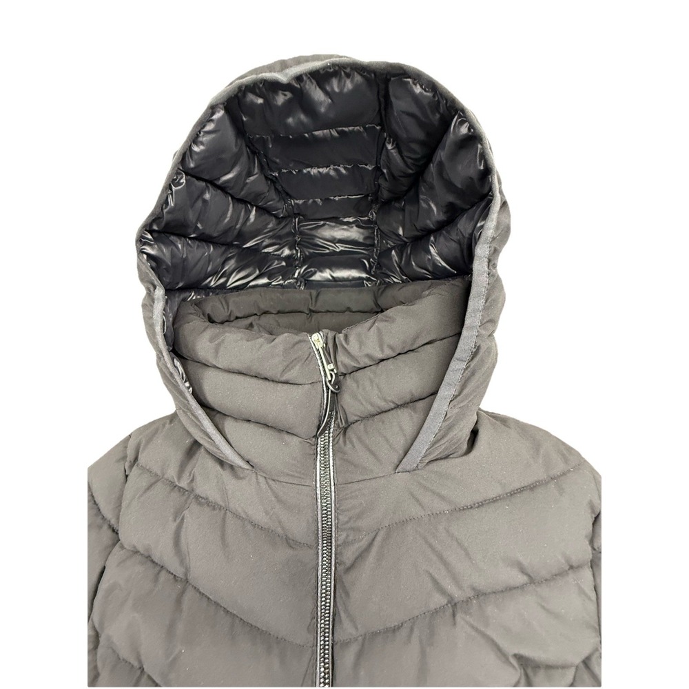 DKNY Jacket Women's Medium Black Hooded Full Double Zip Bib Front Water Resist - Picture 3 of 16
